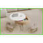 Blanc moderne et rond Table basse naturelle avec rangement et amp; 3 repose-pieds peu encombrants-564579913-564579912