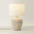 Takefumi Linen Drum Lamp Shade Stone Grey Ribbed Ceramic Small Table Lamp with Bulb-2094393056