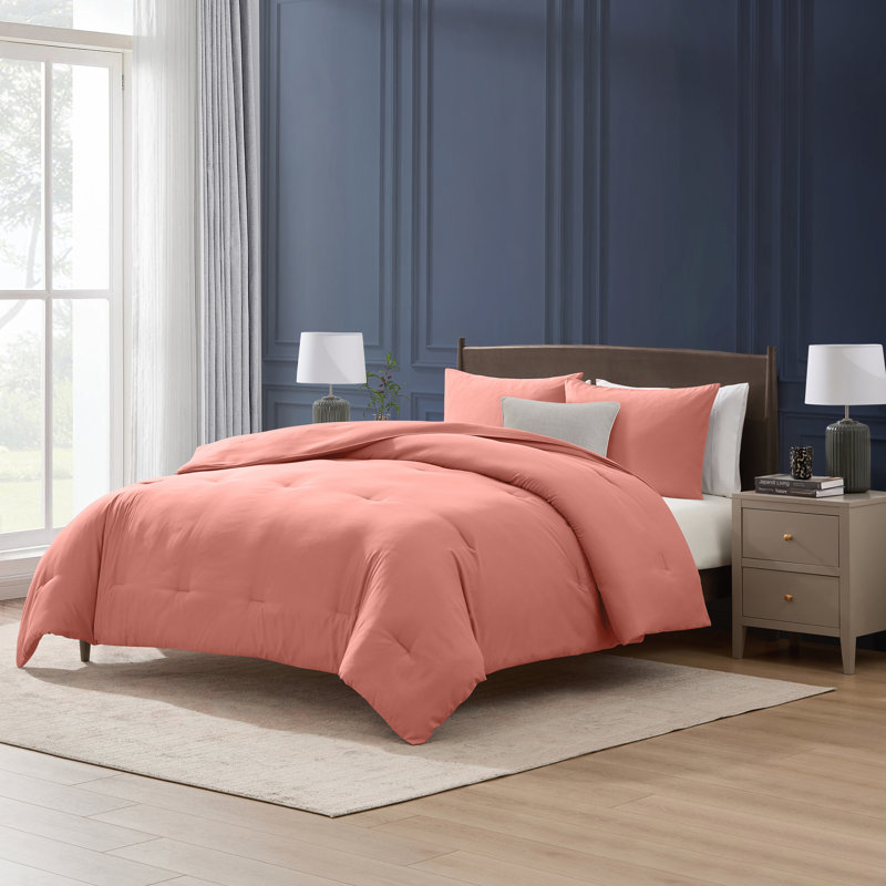  soft microfiber 3 piece comforter set with pillow shams, Terracotta, Queen Comforter + 2 Standard Shams