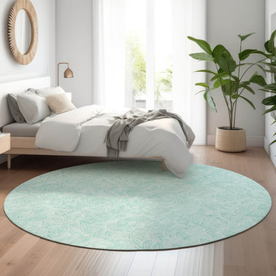 Premium Machine Washable Prisco Teal Rug