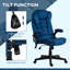 Fauteuil de bureau vibrant à dossier haut en velours bleu foncé