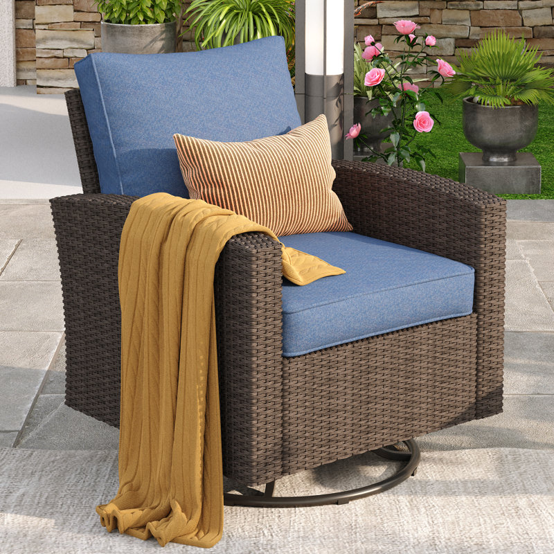 Fauteuil club pivotant avec coussins, Bleu ardoise