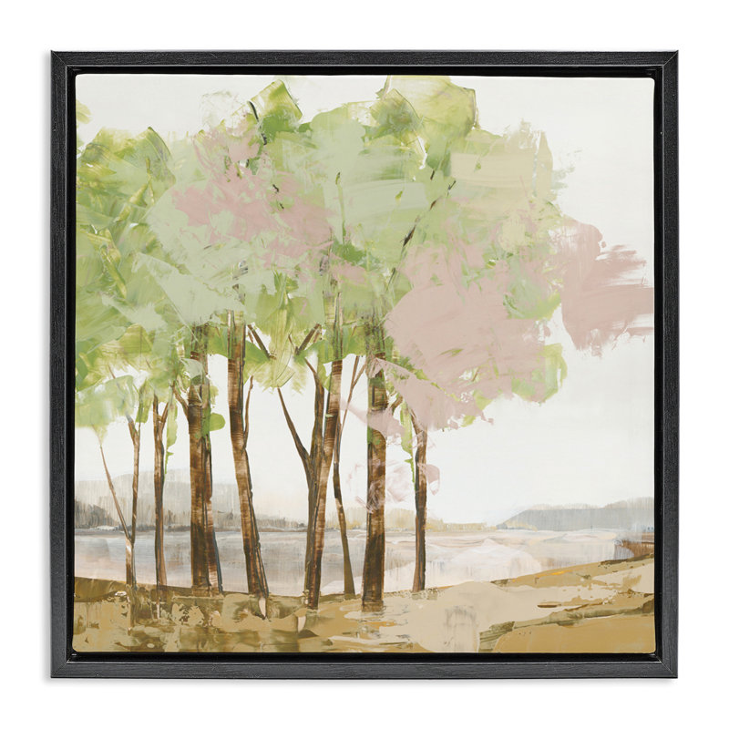Cadre flottant Spring Awakening Forest, design par Ian C., Cadre flottant noir de jais, H 18 po x l 18 po