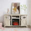 Armoire de ferme à 2 portes, meuble télé de style campagnard, meuble télé de style campagne moderne, grande console de cinéma maison d'inspiration grange avec foyer 18 po, blanc, l 60,23 po x P 15,35 po x 31,7 po-110876473-101137734