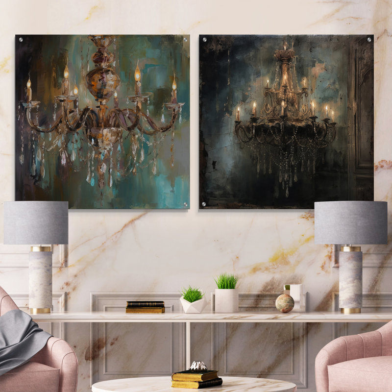 Grand lustre vitrine I - ensemble de 2 lustres en acrylique, H 16 po x l 33 po