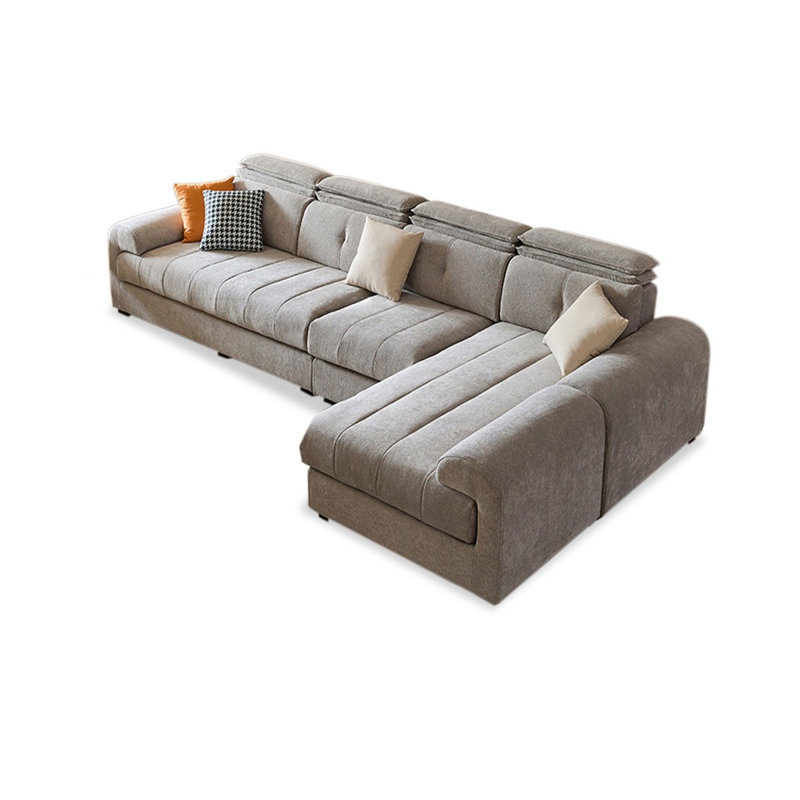Canapé modulaire 3 pièces rembourré, H 38,58 po x l 110,24 po x P 68,9 po, Face à la droite, Gris chenille