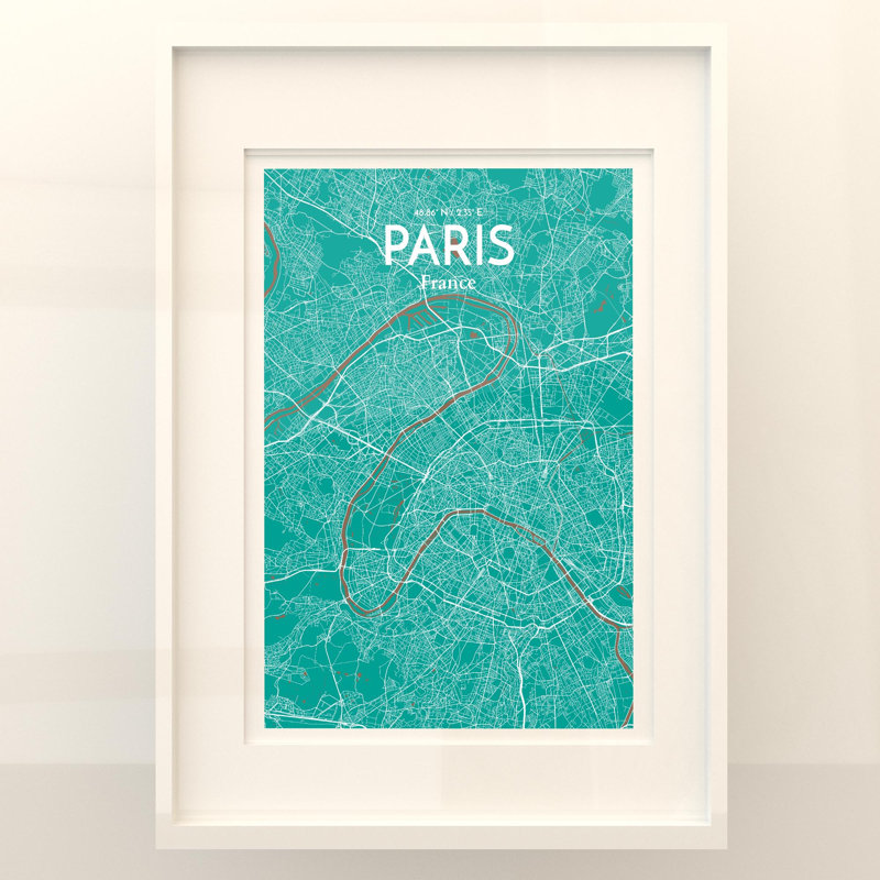 Paris City Map In Nature - No Frame Print, 27.6cm H x 19.7cm W x 0.05cm D
