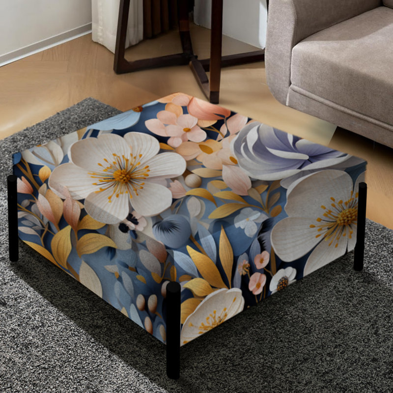Motif floral mystique - grand repose-pieds carré floral