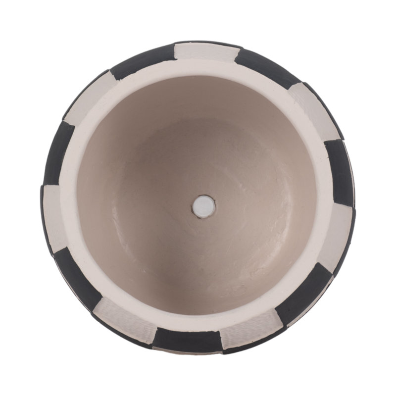 Sagebrook Home 8" Checkerboard Rounded Planter, Black/White, 5" H x 7" W x 7" D