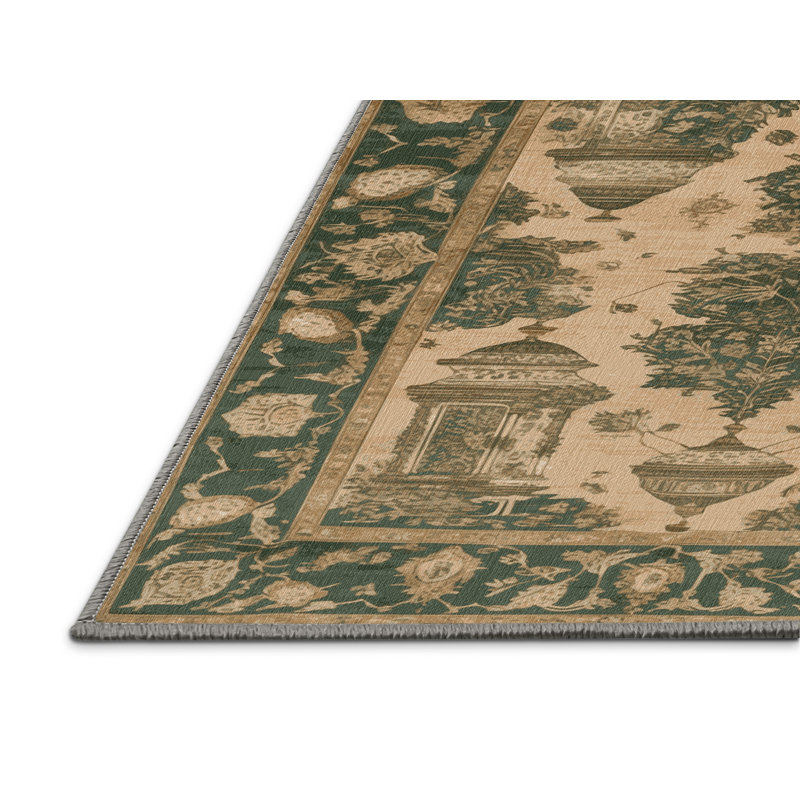 Tapis brun lavable à la machine, Rond 5 pi