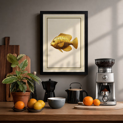 Golden Fish Study Botanical - Framed Print