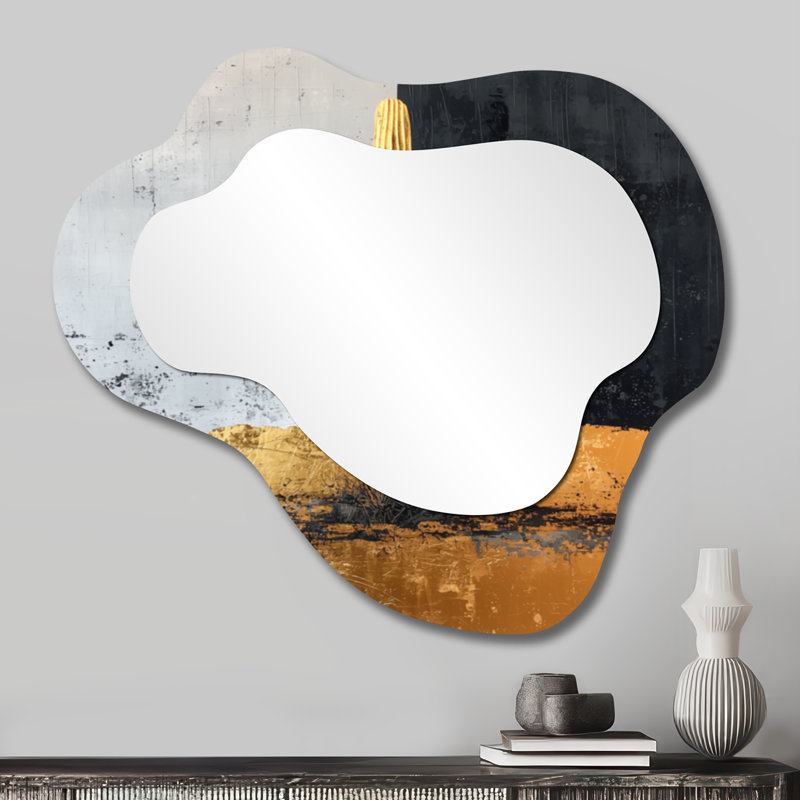 Cactus Abstract Shapes Pure Form I - Floral Cactus Irregular Asymmetrical Mirror, Traditional Wall Mirror, Printed on Metal