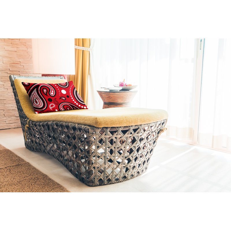 Paisley Outdoor Reversible Throw Pillow, Red