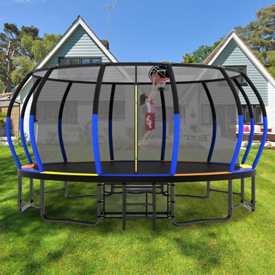 Trampoline d'extérieur 16 pi 16 po pour enfants et adultes antirouille