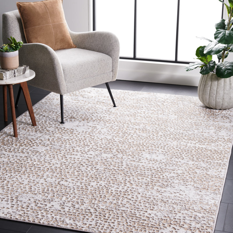 Tapis beige / gris Minyard 254, Rectangle 5 pi 5 po x 7 pi 7 po