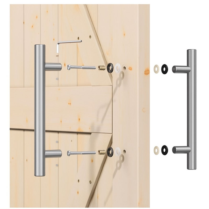 Delaney Barn Door Double Sided Handle Brushed Steel, Brushed Steel
