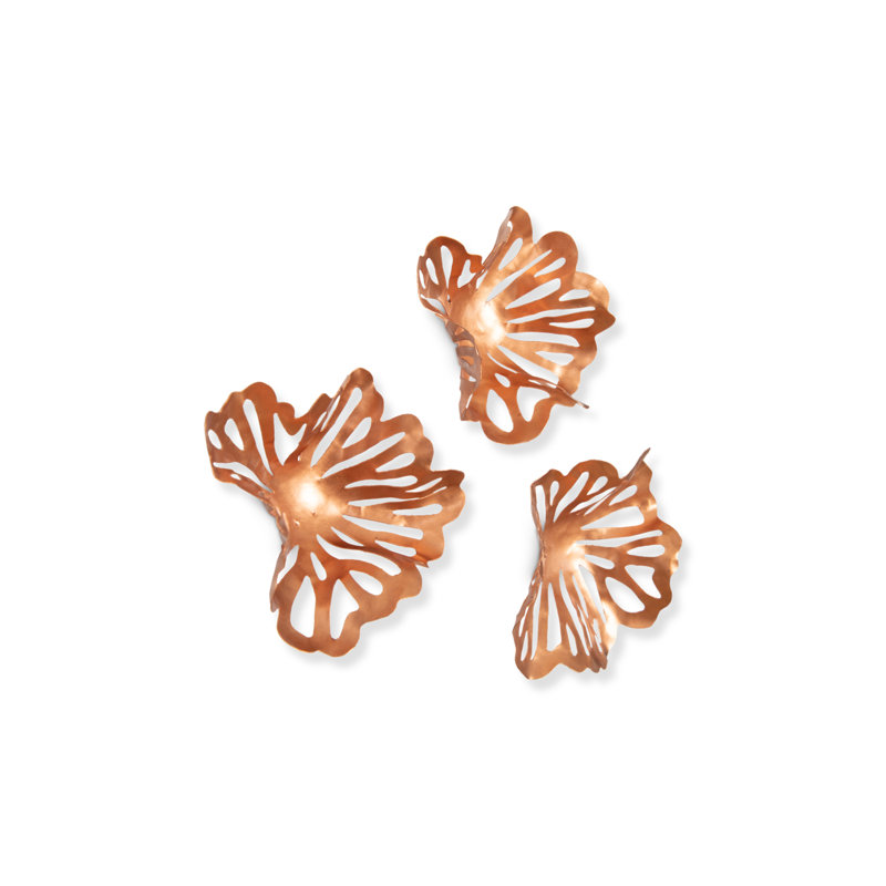 Flower 3 Piece Wall Décor Set, Copper