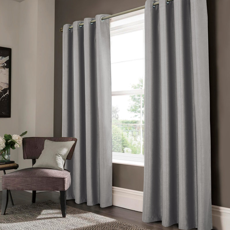 Wilfredo Embossed Matte Room Darkening Grommet Window Curtains, 52" W x 95" L, Charcoal
