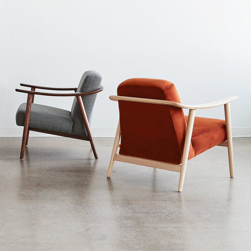 Baltic 76.2Cm Top Grain Leather Wide Armchair, Velvet Russet Velvet, Ash Natural