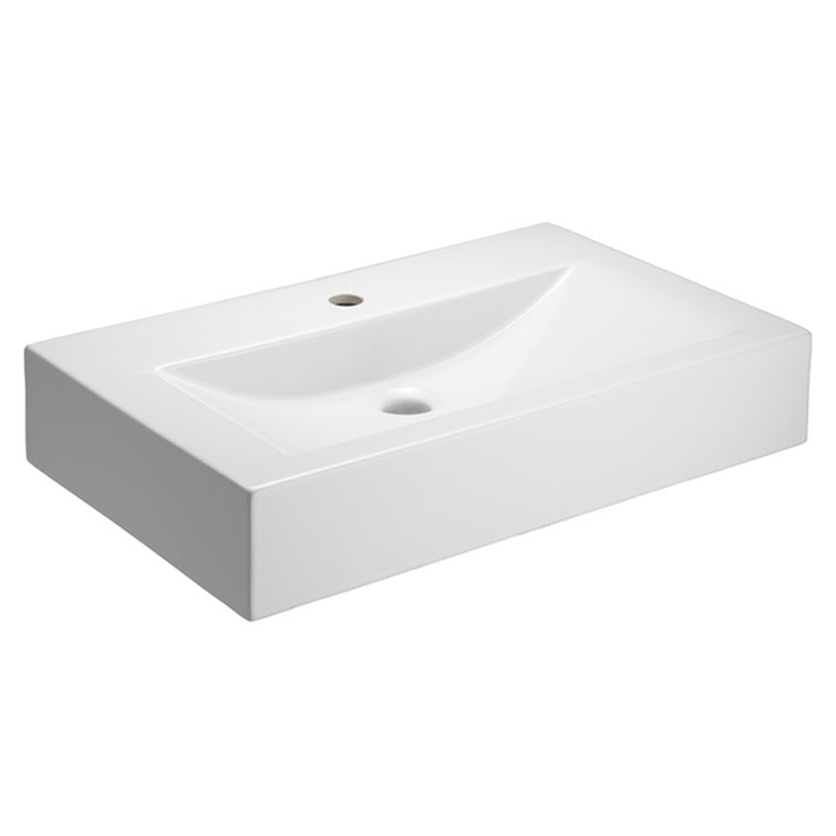 Barclay Sonja 16.38'' White Fireclay Rectangular Bathroom Sink with Overflow