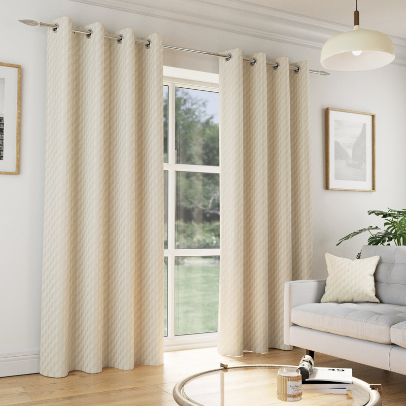 Room Darkening Curtain Panel Pair, Cream, 168cm Width x 183cm Drop