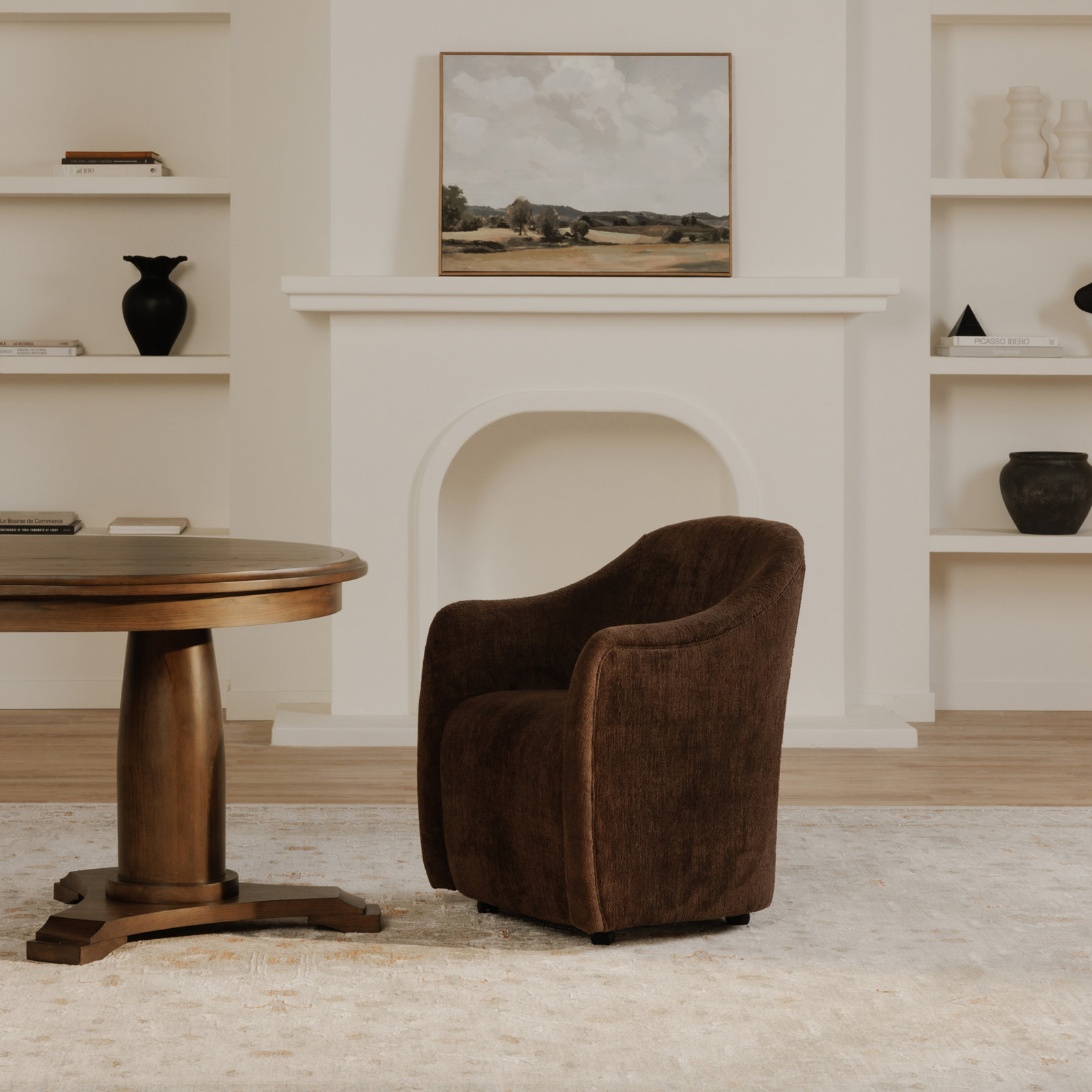 Myla Armchair, Dark Brown Performance Chenille