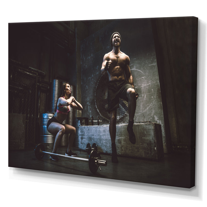 Art corporel - Entraînement d'aérobie et de musculation, art mural_106255, H 30 po x l 40 po x P 1,5 po, Toile tendue