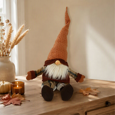 Figurine de gnome barbu 15 x 10,2 x 21,3 pouces, décoration des Fêtes d'automne et de l'Action de grâce