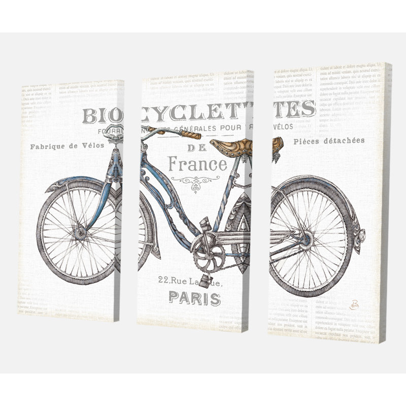 «Paris France Bicyclcles», impression multi-pièces sur toile, H 40 po x l 60 po x P 1 po