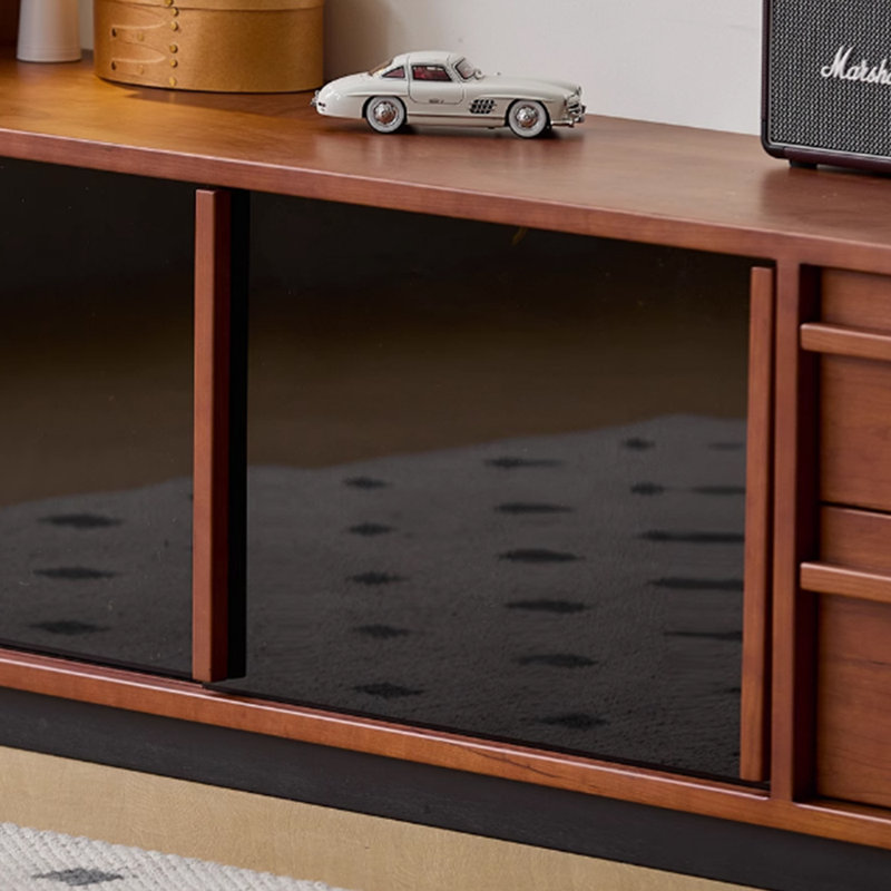 Meuble télé simple en bois massif de style rétro, 70.86"