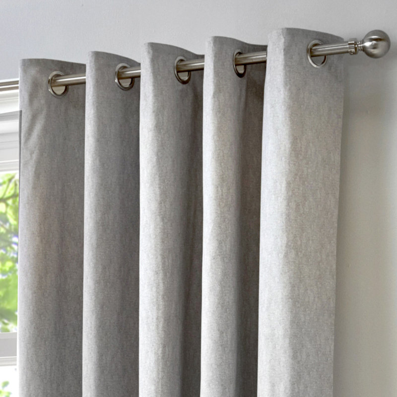 Cotton Blend Room Darkening Curtain Pair, Silver, Width 168 x Drop 229 cm