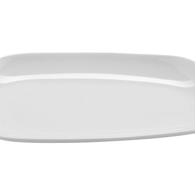 GET Assiette à apéritif asymétrique en porcelaine haute résistance, 9,75 po, blanc (ensemble de 12)