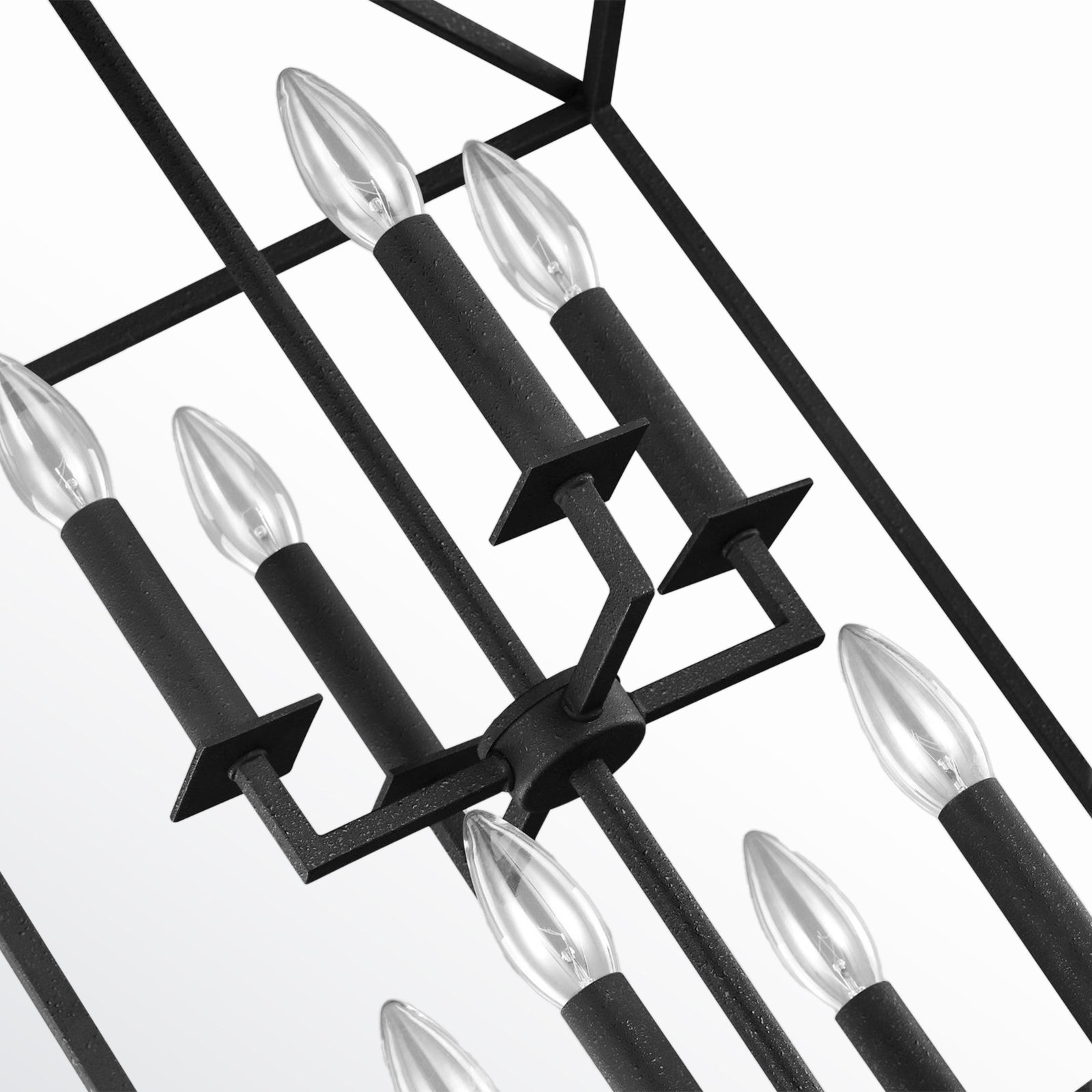 Ellis 8 - Light Dimmable Lantern Chandelier, No, Midnight Black, 30.75" H x 19" W x 19" D