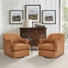 Genuine Leather Swivel Barrel Chairs