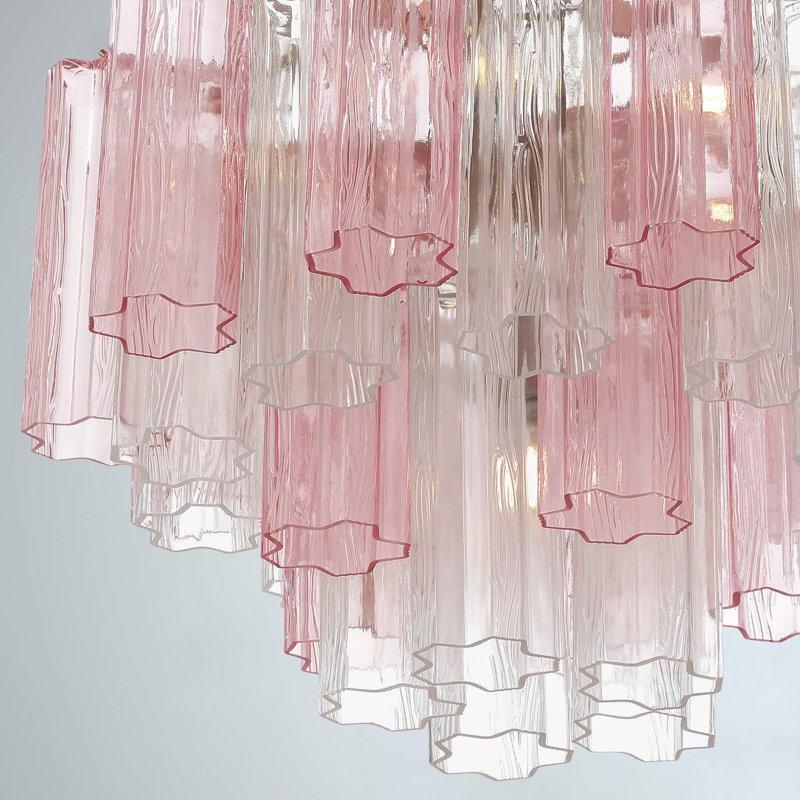 Mexborough Chandelier, 14.25" H x 22" W x 22" D, Pink/Aged Brass, 9 Lights
