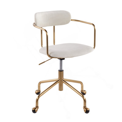 Chaise de bureau Demi Contemporary en métal doré et velours crème par Lumisource