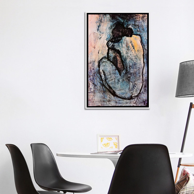 « blue nu » par pablo picasso-impression, H 40 po x l 26 po x P 1,5 po, Toile blanche encadrée
