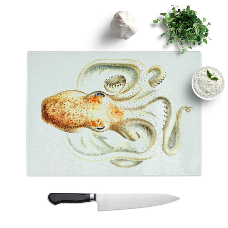 Tempered Glass a Velodona Octopus Chopping Board, 28.5 cm W x 20 cm L
