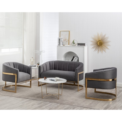 Tellico 3 - Piece Velvet Living Room Set