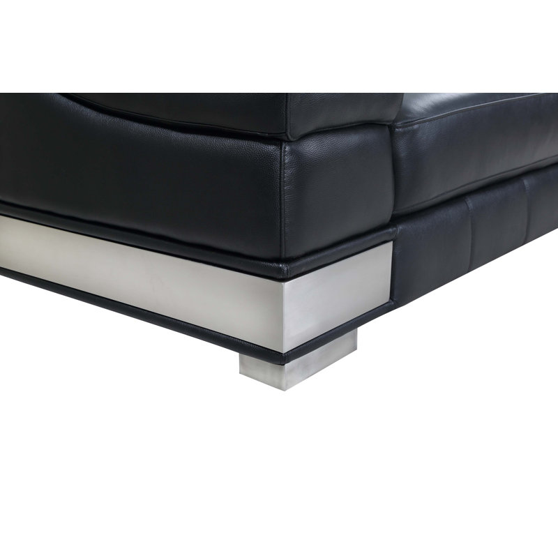 Chaise en cuir italien à grain supérieur, Noir