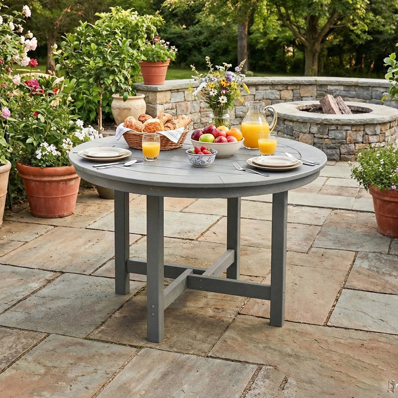 Table ronde d'extérieur 47,2 "avec trou pour parasol