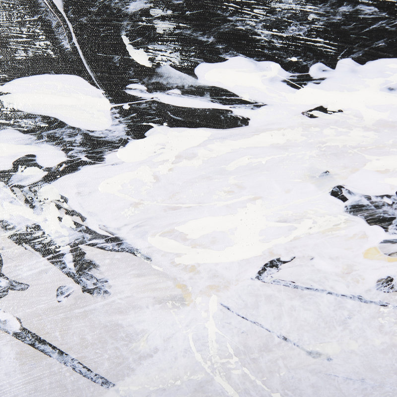 Toile texturée embellie à la main Black Strokes II a, Cadre naturel, H 42,875 po x l 22,875 po x P 1,5 po