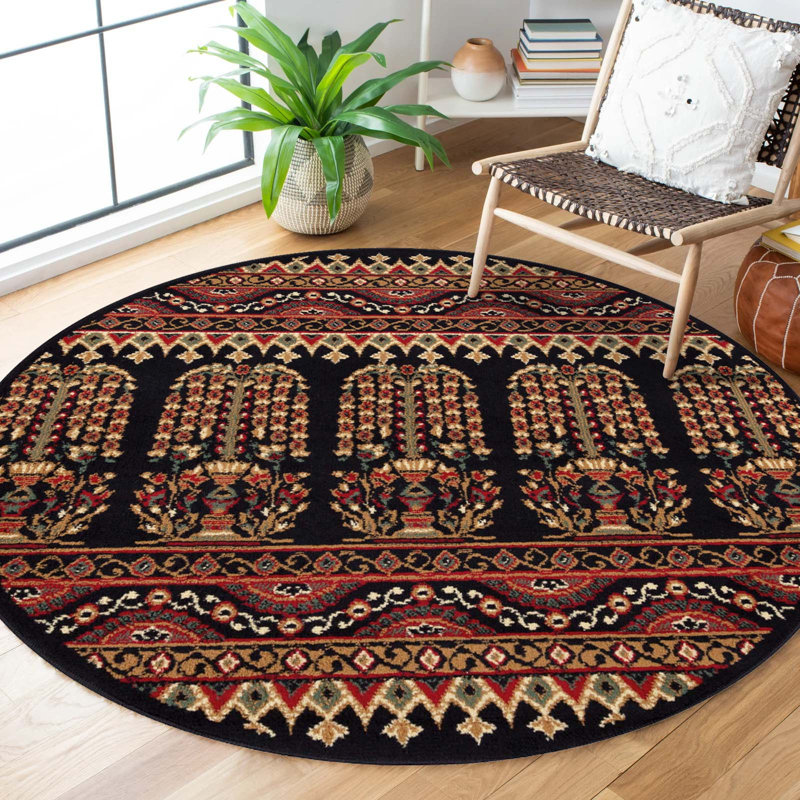 Albata Contemporary 100% Polypropylene Abstract Floral Power-Loomed Indoor Area Rug, Round 5'