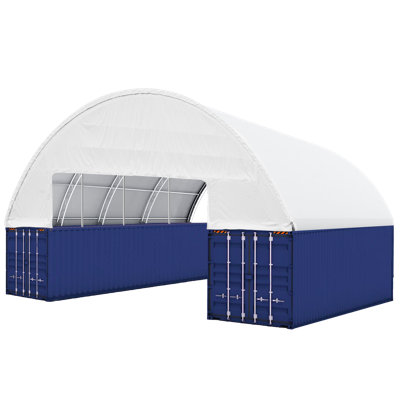 60 Ft W X 40 Ft D Double Truss Shipping Container Canopy Shelter 22Oz PVC