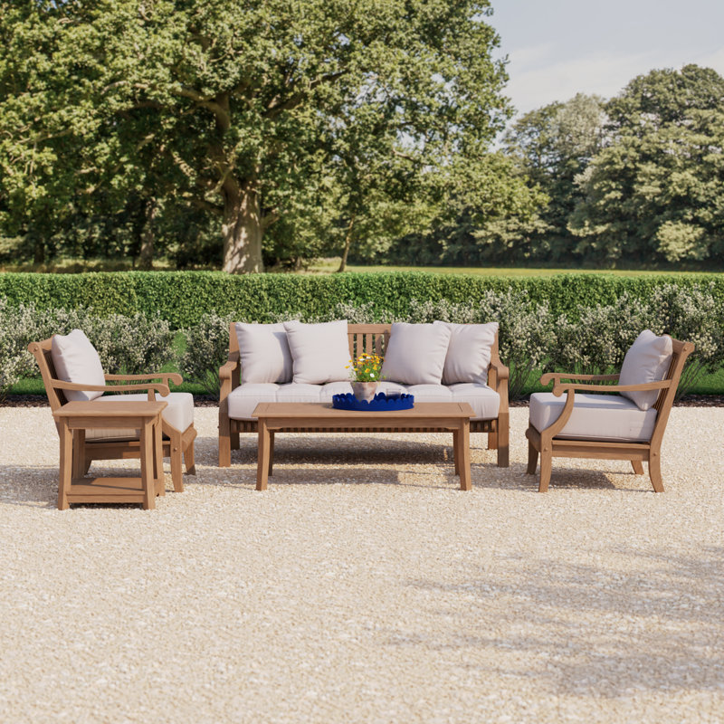 Mabrey 5 - Person Teak Outdoor Seating Group with Cushions