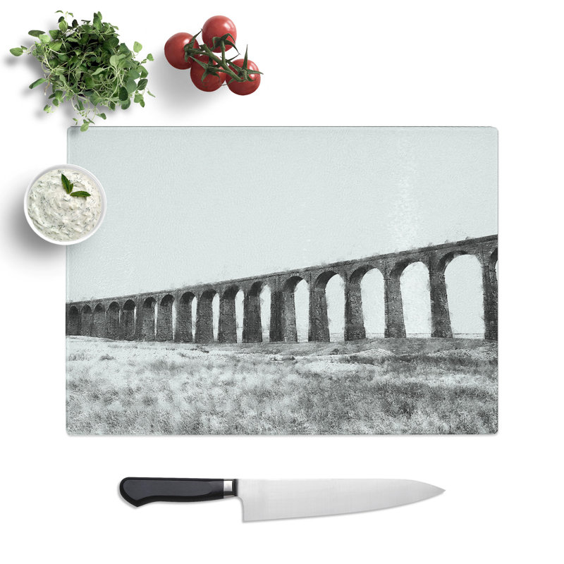 Tempered Glass the Ribblehead Viaduct in Yorkshire Chopping Board, 20 cm x 28.5 cm