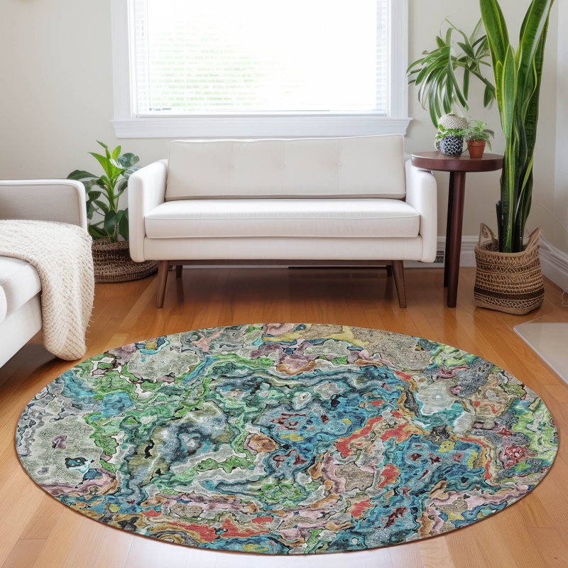 Tapis intérieur / extérieur en polyester tissé à la machine Malchow, Rond 8 pi