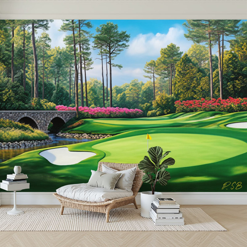 Papier peint adhésif auto-adhésif moderne l 96 "x H 69" pour chambre à coucher National Golf Course Hole, L 96 po x l 69 po