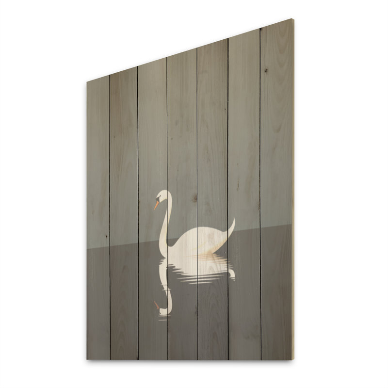 Cygnes solitude en noir et blanc - cygnes, art sur bois de pin naturel, H 20 po x l 10 po