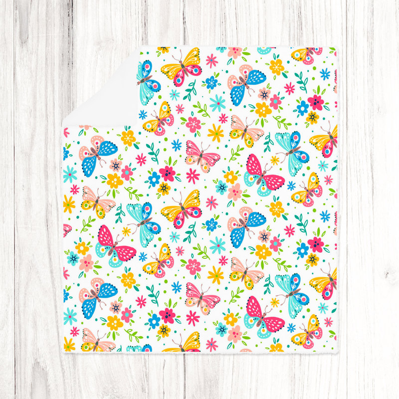 Jeté , L 51 po x L 60 po, Bleu / jaune / rose, Imprimé animalier / floral